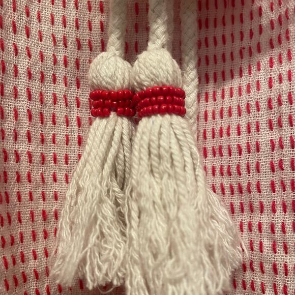 Johnny Was S Embroidered Beaded Top | Red Boho Tunic Peasant Blouse + Pockets - Picture 10 of 12